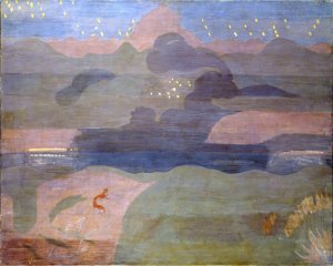Starry Night above Lake Walen by Otto Meyer-Amden Oil Painting