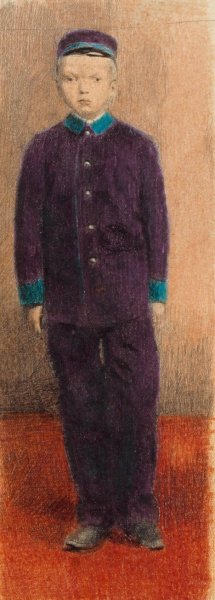 Waisenknabe, Selbstbildnis nach einer Fotografie in Waisenhausuniform by Otto Meyer-Amden Oil Painting