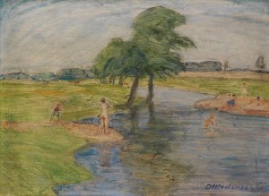 Badeszene by Otto Modersohn Oil Painting