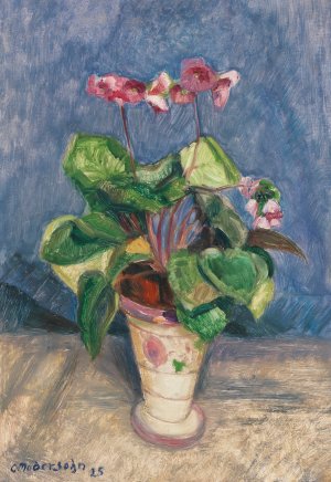 Bluhendes Alpenveilchen by Otto Modersohn Oil Painting