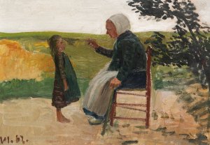 Dreebeen mit Madchen by Otto Modersohn Oil Painting