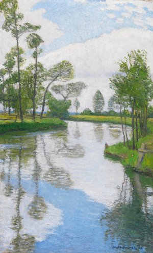 Flusufer by Otto Modersohn Oil Painting