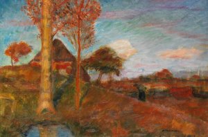 Herbstliche Abendsonne im Moor by Otto Modersohn Oil Painting