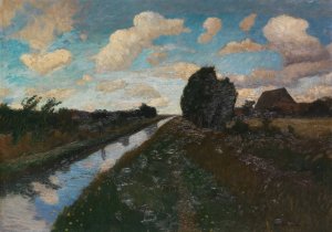 Moorkanal mit hohem Himmel by Otto Modersohn Oil Painting