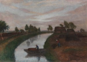 Sommerabend im Moor by Otto Modersohn Oil Painting