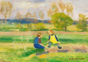 Spielende Kinder by Otto Modersohn Oil Painting