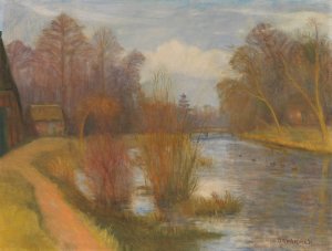 Vorfruhling an der Schleuse by Otto Modersohn Oil Painting