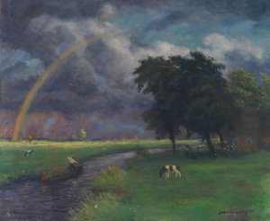 Wiesenlandschaft nach dem Regen by Otto Modersohn Oil Painting