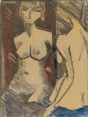 Madchenakt Vor Dem Spiegel by Otto Mueller Oil Painting
