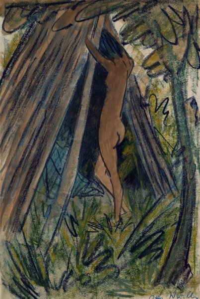 Nude Before a Tent by Otto Mueller - Hand-Painted Oil Painting Reproduction