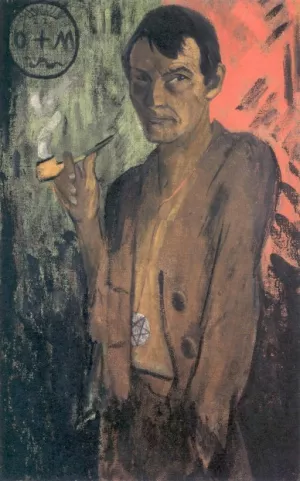 Selbstbildnis mit Pentagramm by Otto Mueller Oil Painting