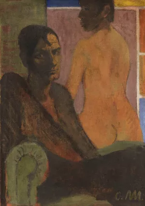 Selbstbildnis mit Ruckenakt by Otto Mueller Oil Painting