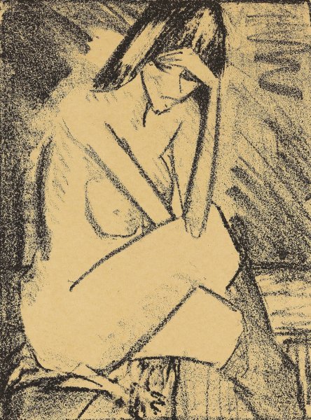 Main Product Photo of Sitzende in Strumpfen  Painting by Otto Mueller