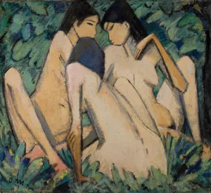 Three Women in a Wood by Otto Mueller Oil Painting