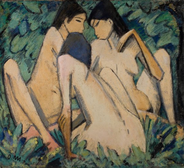 Three Women in a Wood  by Otto Mueller - Hand-Painted Oil Painting Reproduction