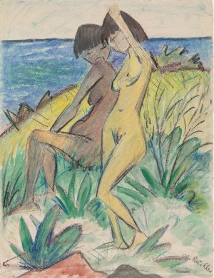 Two Bathers by Otto Mueller Oil Painting