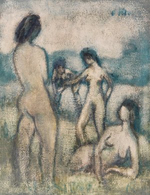 Vier Badende by Otto Mueller Oil Painting