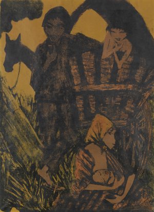 Zigeunerfamilie am Planwagen by Otto Mueller Oil Painting