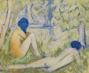 Zwei Madchen auf der Waldwiese by Otto Mueller Oil Painting