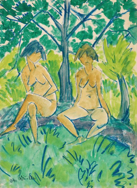 Zwei Madchenakte  by Otto Mueller - Hand-Painted Oil Painting Reproduction