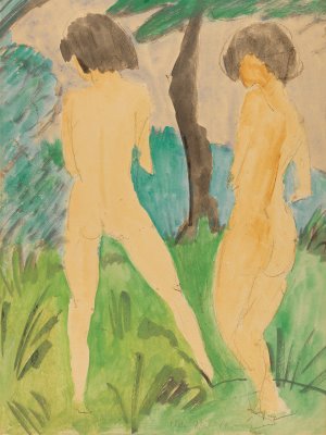 Zwei weibliche Akte in Landschaft by Otto Mueller Oil Painting