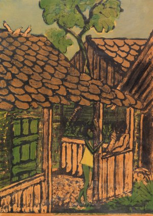 Zwei Zigeunerkinder vor der Hutte by Otto Mueller Oil Painting