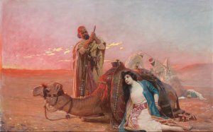 A rest in the desert by Otto Pilny Oil Painting