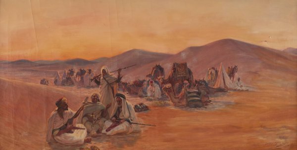 Bedouin Camp  by Otto Pilny - Hand-Painted Oil Painting Reproduction