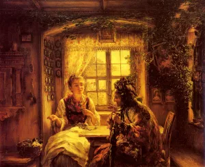An Afternoon Visit by Otto Piltz Oil Painting