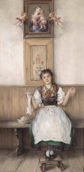 Idylle in der Stube by Otto Piltz Oil Painting