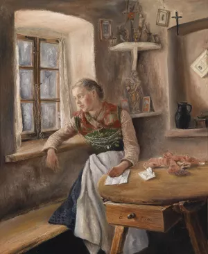 Madchen am Fenster by Otto Piltz Oil Painting