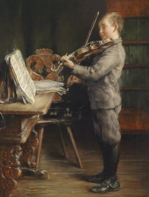 Violine spielender Knabe by Otto Piltz Oil Painting