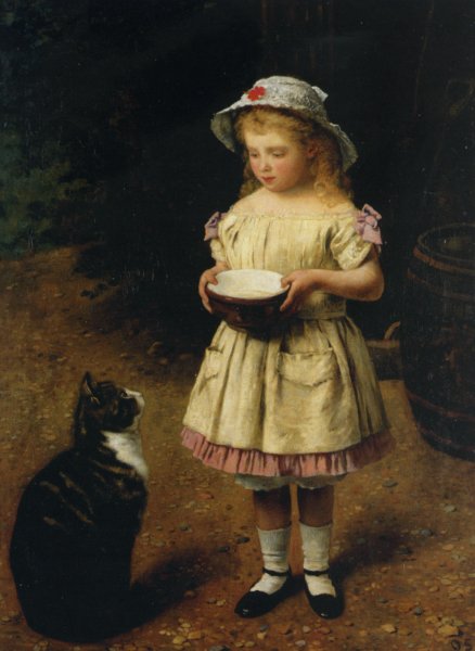 Main Product Photo of Mind Mit Katze Painting by Otto Scholderer