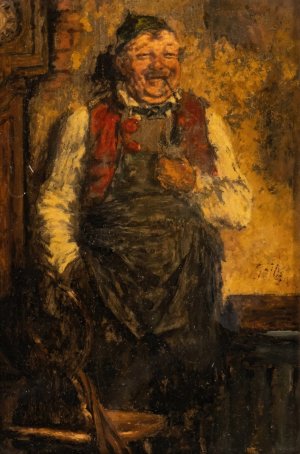 Innkeeper with pipe by Otto Seitz Oil Painting