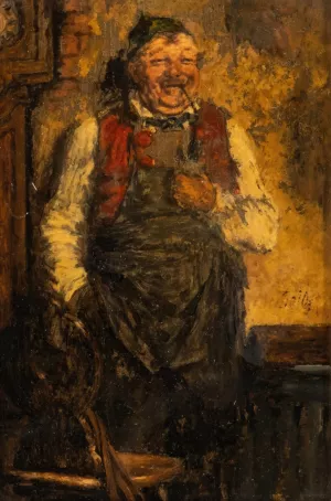 Innkeeper with pipe by Otto Seitz Oil Painting