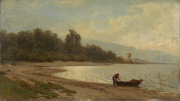 Landscape at Mjosa  by Otto Sinding - Hand-Painted Oil Painting Reproduction