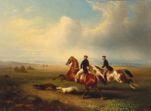Hare Coursing by Otto Stotz Oil Painting
