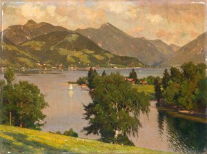 Blick auf den Tegernsee von Westen aus by Otto Strutzel Oil Painting
