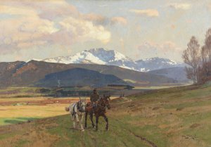 Reiter in Gebirgslandschaft by Otto Strutzel Oil Painting
