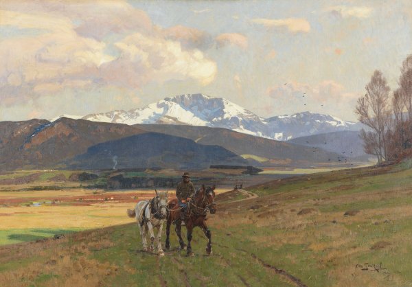 Reiter in Gebirgslandschaft  by Otto Strutzel - Hand-Painted Oil Painting Reproduction