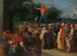 Brinno Raised upon the Shield by Otto Van Veen Oil Painting