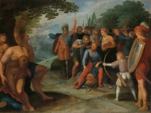 Julius Civilis Having his Hair Cut after the Fall of Vetera, while his Son Kills Some of the Captives by Otto Van Veen Oil Painting