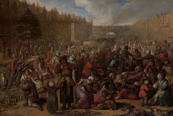 The Famished People after the Relief of the Siege of Leiden  by Otto Van Veen - Hand-Painted Oil Painting Reproduction