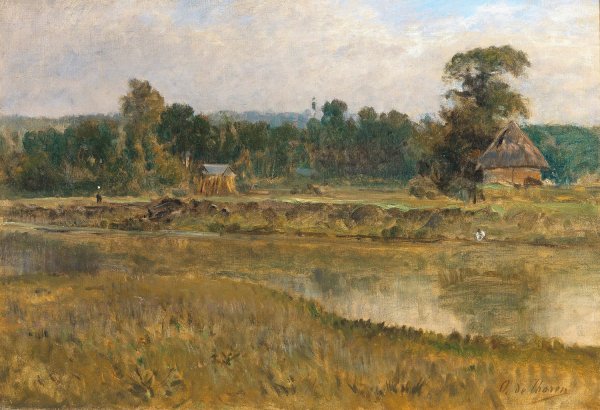 Eine Flusslandschaft by Otto Von Thoren - Hand-Painted Oil Painting Reproduction