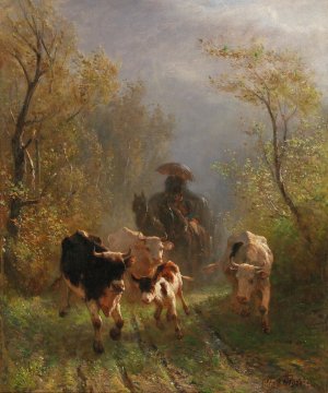 Encounter on the Country Road by Otto Von Thoren Oil Painting