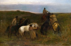 Hirten in weiter Pustalandschaft by Otto Von Thoren Oil Painting