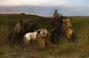 Hirten in weiter Pustalandschaft by Otto Von Thoren Oil Painting