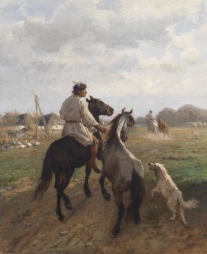 Motiv aus der Puszta by Otto Von Thoren Oil Painting