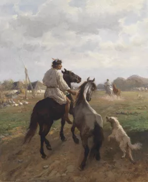 Motiv aus der Puszta by Otto Von Thoren Oil Painting