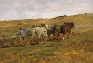 Pflugender Bauer by Otto Von Thoren Oil Painting